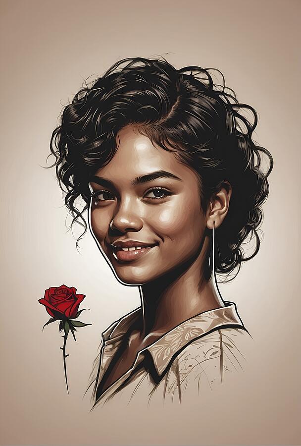 Rose Digital Art - Fine art female portrait #8 by Black Papaver