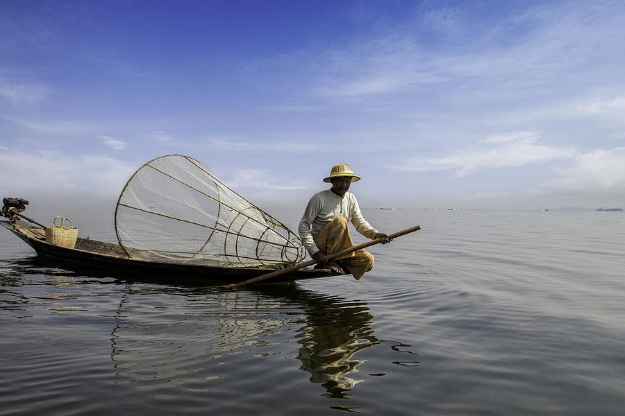 Fisherman at Inle Lake, Myanmar. #8 Photograph by Sabirmallick