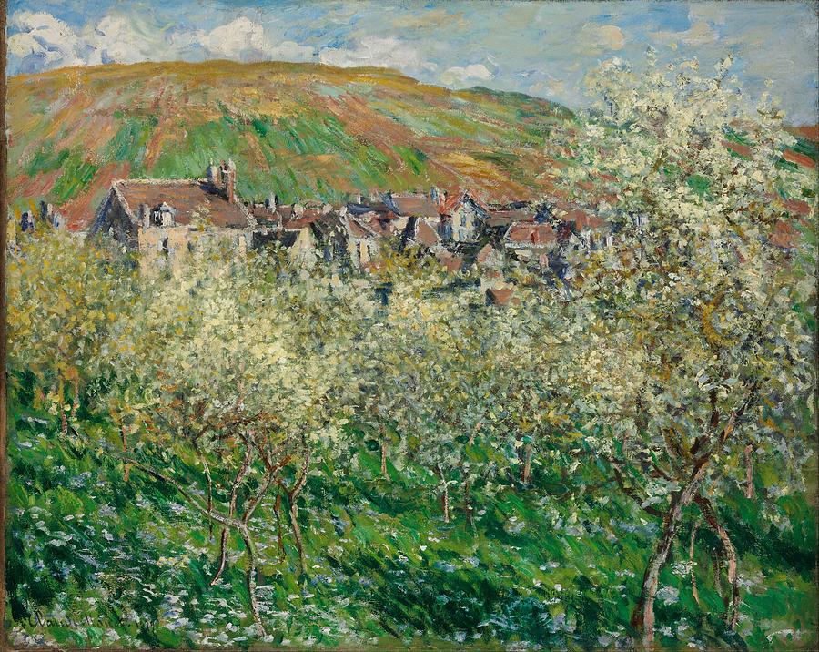 Claude Monet Painting - Flowering Plum Trees #3 by Claude Monet