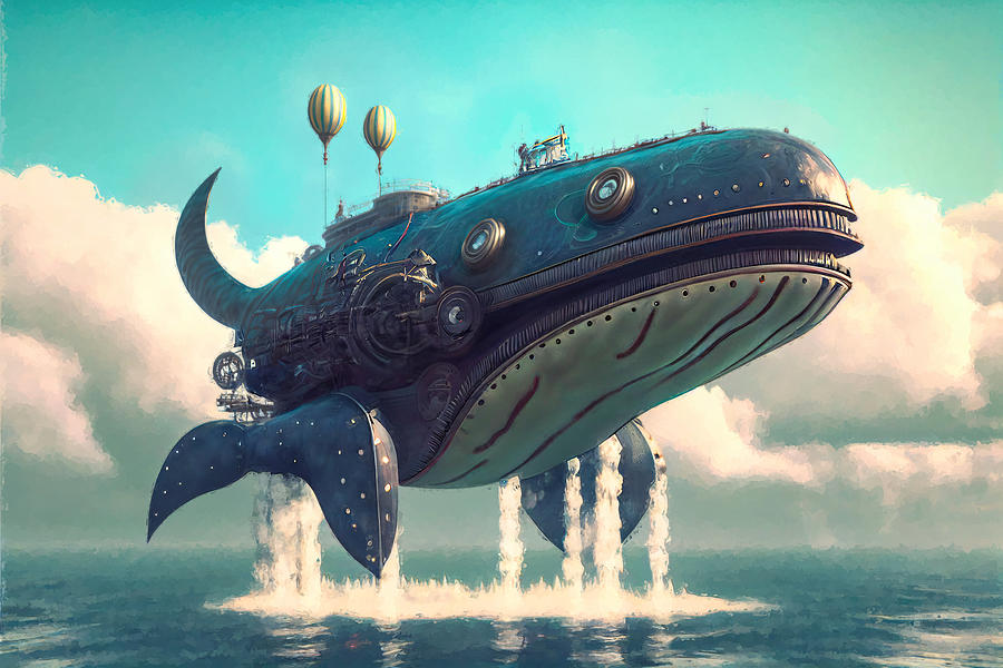 Flying Robotic Whale Digital Art by Jacek Faryj - Fine Art America
