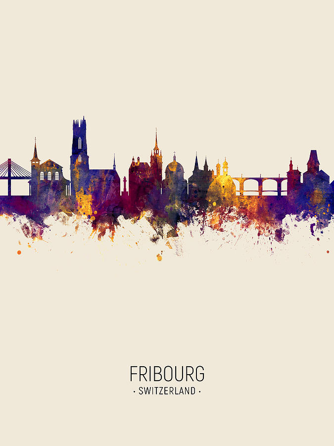 Fribourg Switzerland Skyline #8 Digital Art by Michael Tompsett
