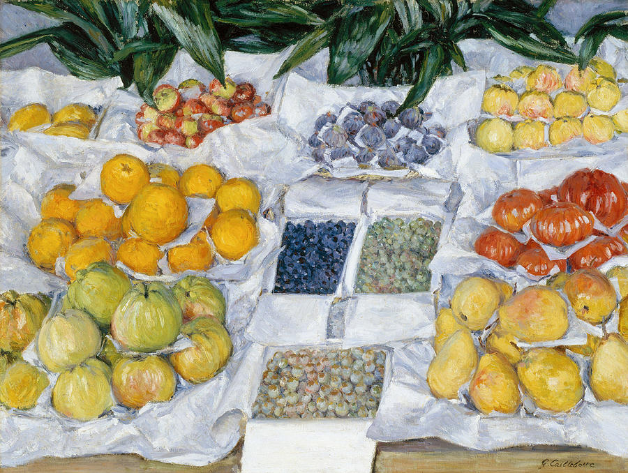 Gustave Caillebotte Painting - Fruit Displayed on a Stand  #8 by Gustave Caillebotte