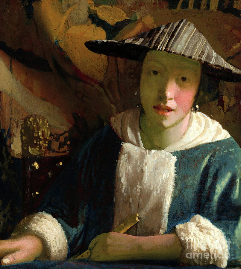 Girl with a Flute #8 Painting by Johannes Vermeer