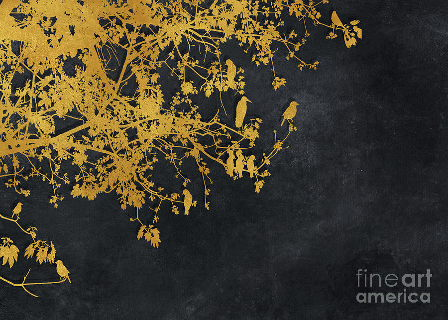 Gold And Black Floral #goldblack #floral #8 Digital Art by Justyna Jaszke JBJart