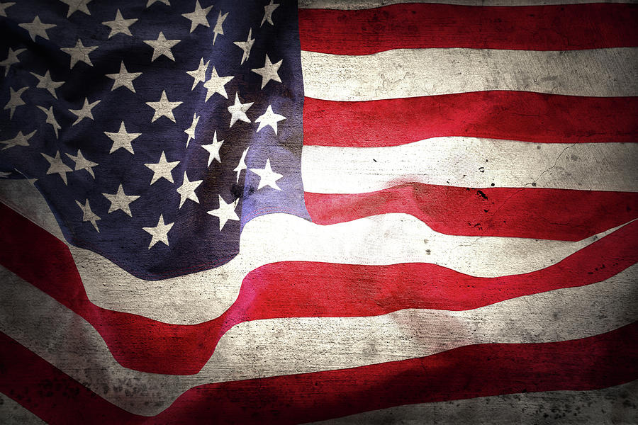 Grunge American flag #8 Photograph by Les Cunliffe