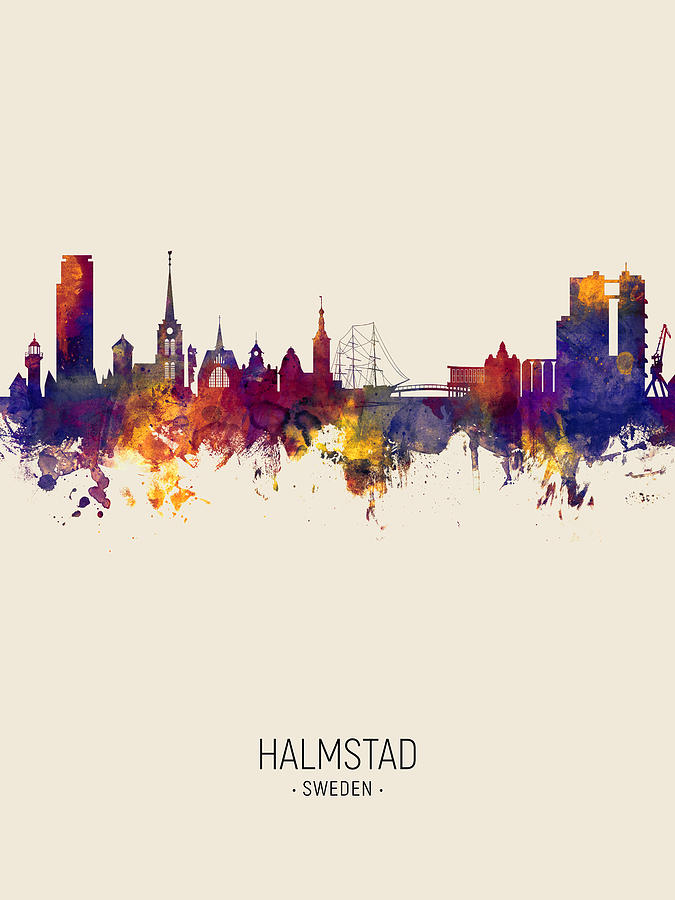 Halmstad Sweden Skyline #8 Digital Art by Michael Tompsett