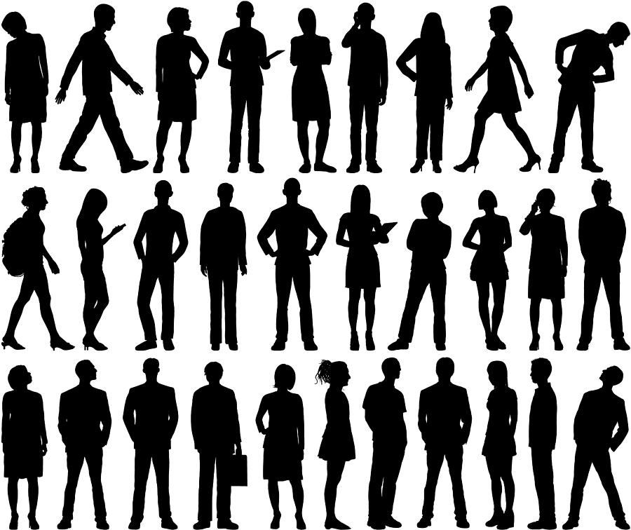 Highly Detailed People Silhouettes Drawing by Leontura