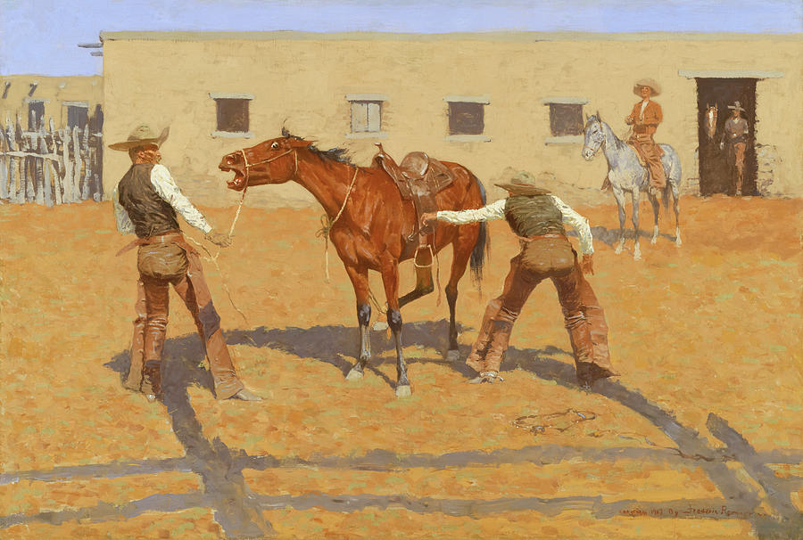 His First Lesson By Frederic Remington Painting