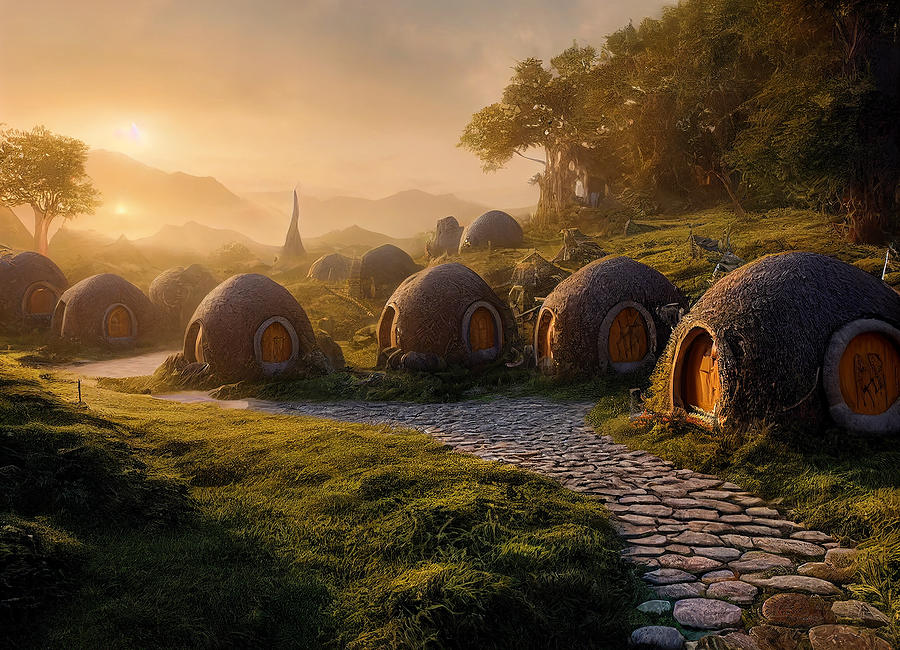 Fantasy Mixed Media - Hobbit Homes #8 by Smart Aviation