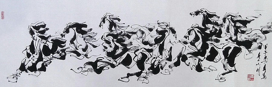 8 Horses Running Towards The West 2 Painting
