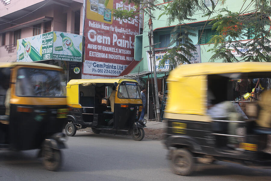India Bangalore city street traffic jam rush hour #8 Photograph by Alexsl