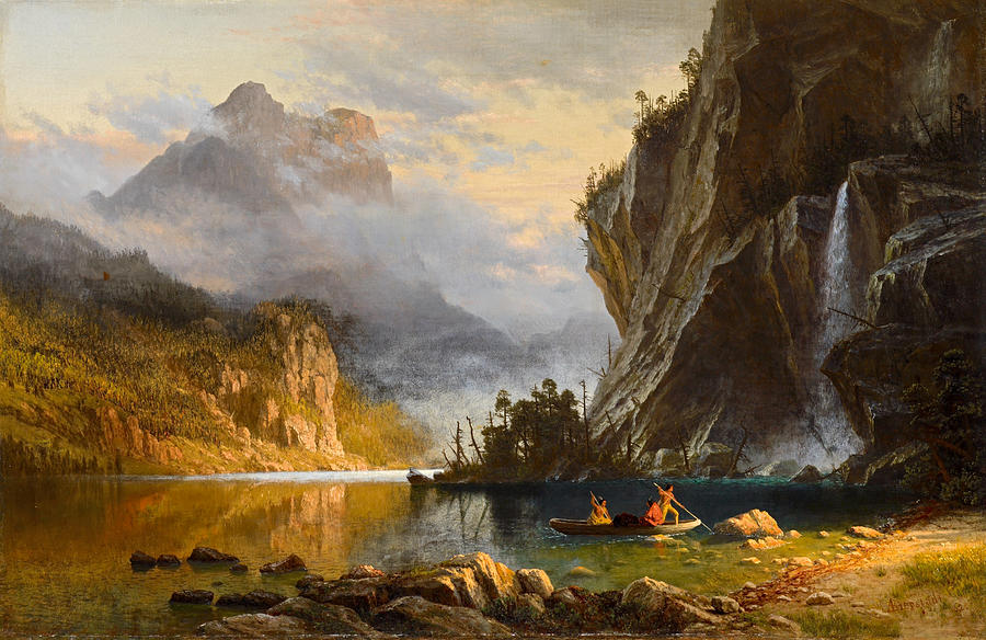 Albert Bierstadt  Painting - Indians Spear Fishing #8 by Albert Bierstadt