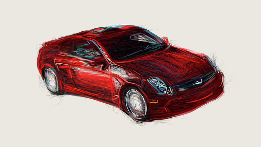 Infiniti G35 Coupe Car Drawing Digital Art by CarsToon Concept Fine
