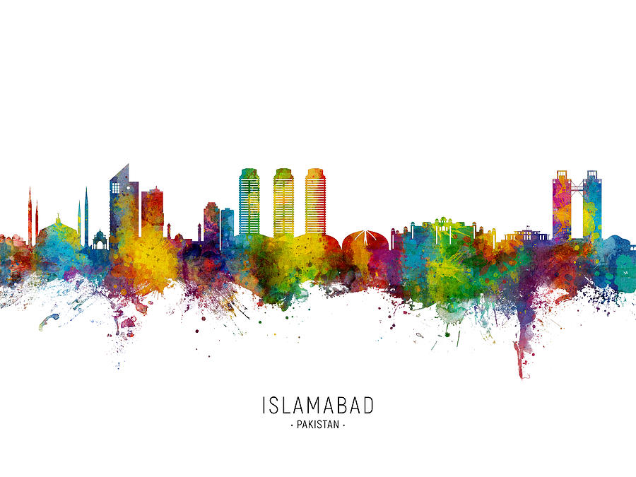Islamabad Pakistan Skyline #8 Digital Art by Michael Tompsett