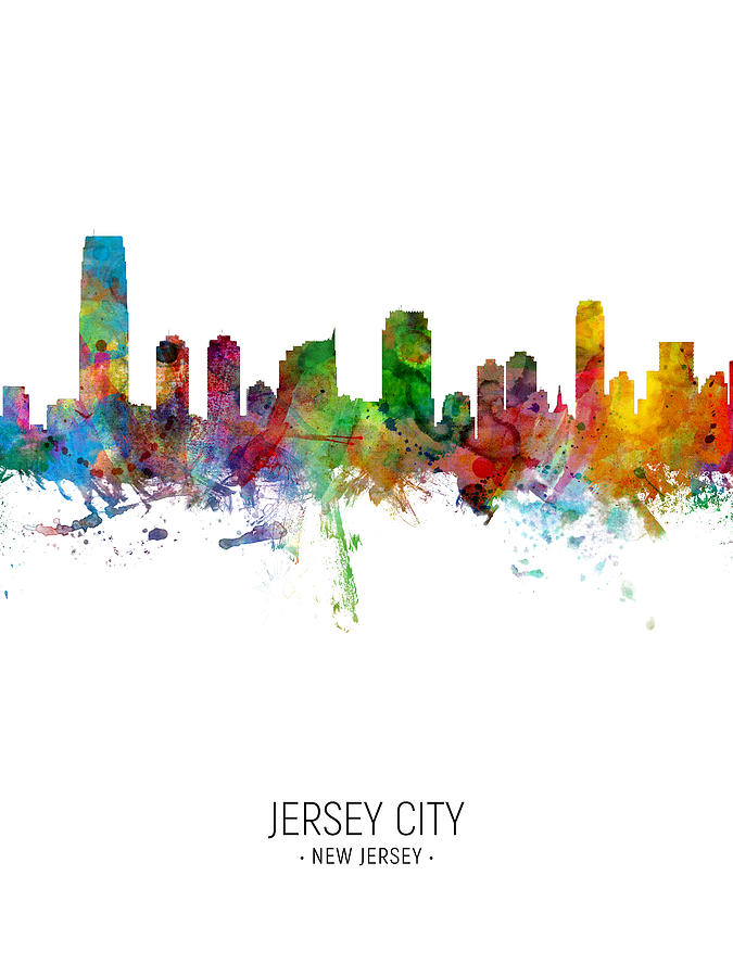 Jersey City Digital Art - Jersey City New Jersey Skyline #8 by Michael Tompsett