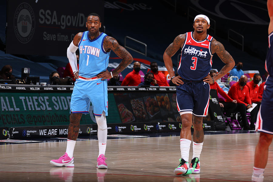 John Wall and Bradley Beal Photograph by Ned Dishman