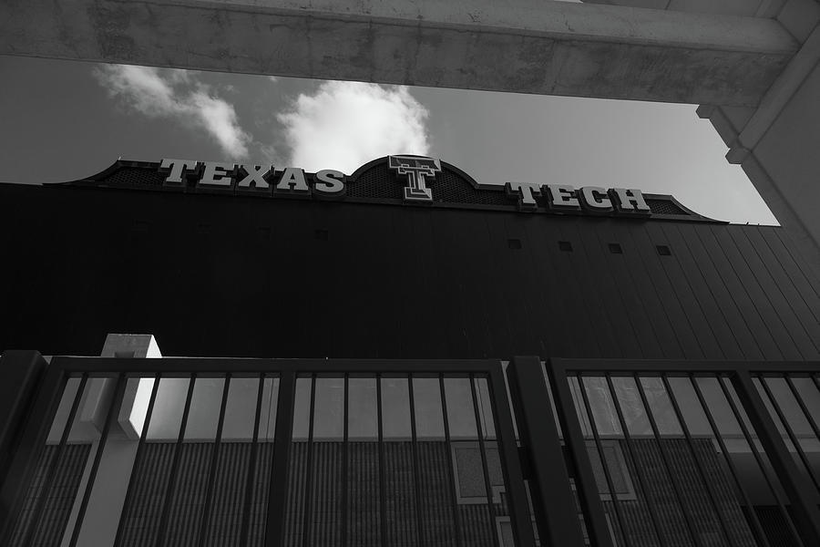 Jones ATT Stadium at Texas Tech University in black and white #8 Photograph by Eldon McGraw