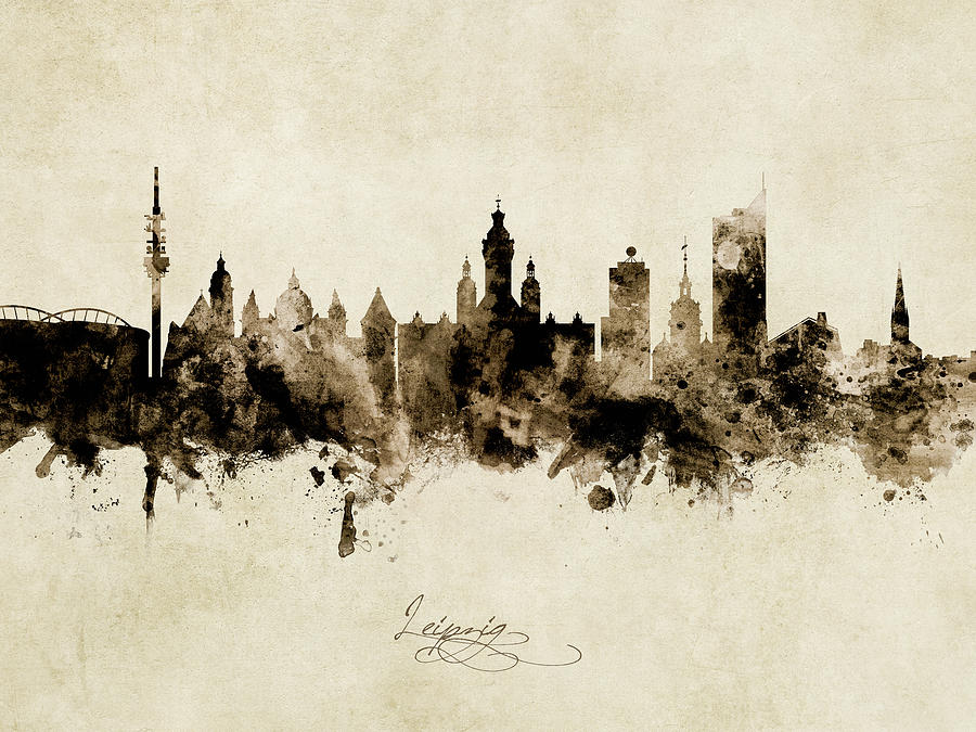 Leipzig Germany Skyline #8 Digital Art by Michael Tompsett