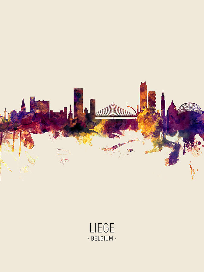 Liege Belgium Skyline #8 Digital Art by Michael Tompsett