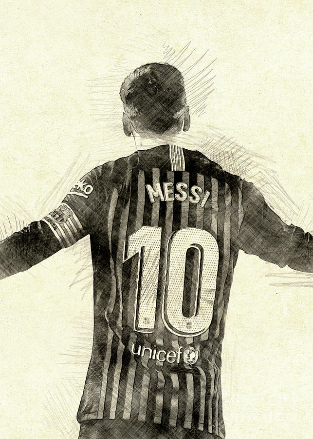 Lionel Messi portrait. Drawing by Santiago Albitre | Saatchi Art