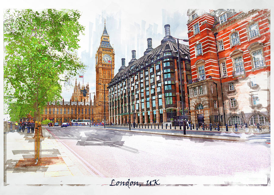 London sketch #8 Digital Art by Ariadna De Raadt