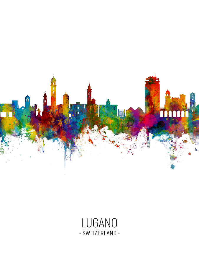 Lugano Switzerland Skyline #8 Digital Art by Michael Tompsett