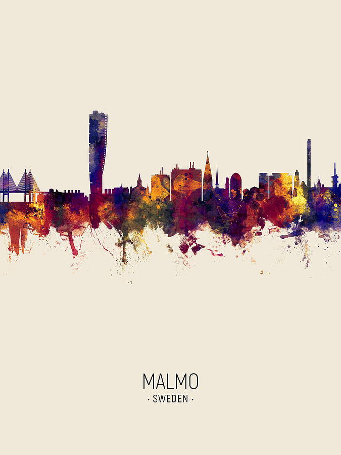 Malmo Sweden Skyline #8 Digital Art by Michael Tompsett