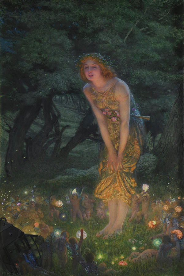 Fantasy Painting - Midsummer Eve #8 by Edward Robert Hughes