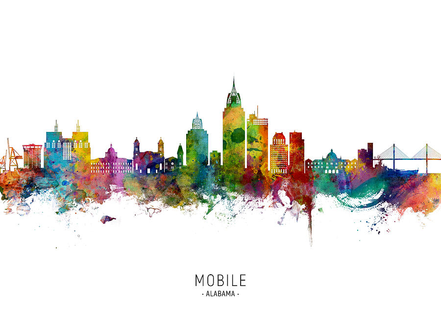 Mobile Alabama Skyline #8 Digital Art by Michael Tompsett