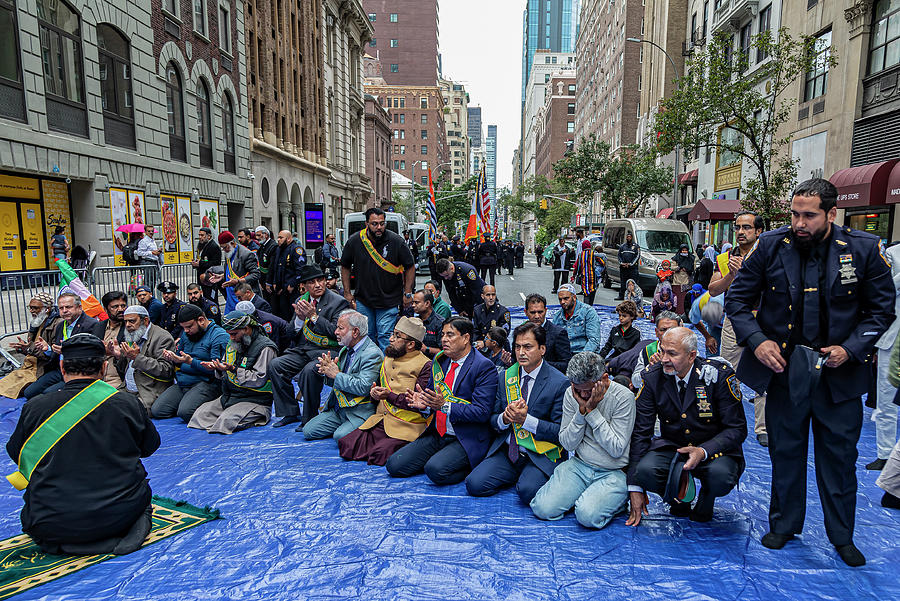 Muslim Day Parade NYC 2022 Prayers #8 Photograph by Robert Ullmann