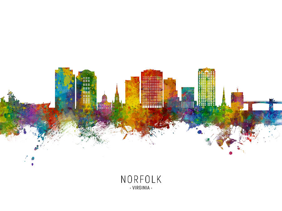 Norfolk Virginia Skyline #37 Digital Art by Michael Tompsett