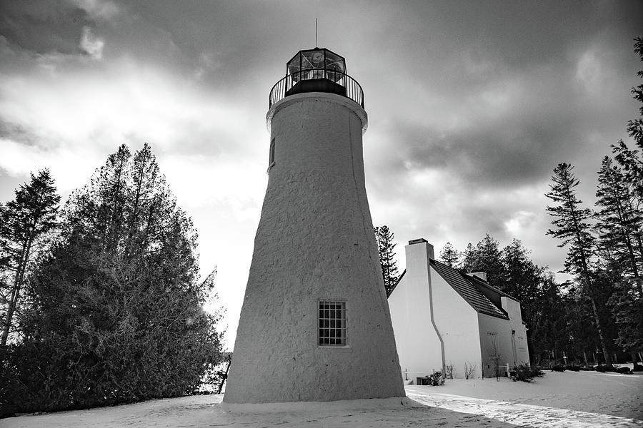 Old Presque Isle Lighthouse in Michigan along Lake Huron in the winter #8 Photograph by Eldon McGraw