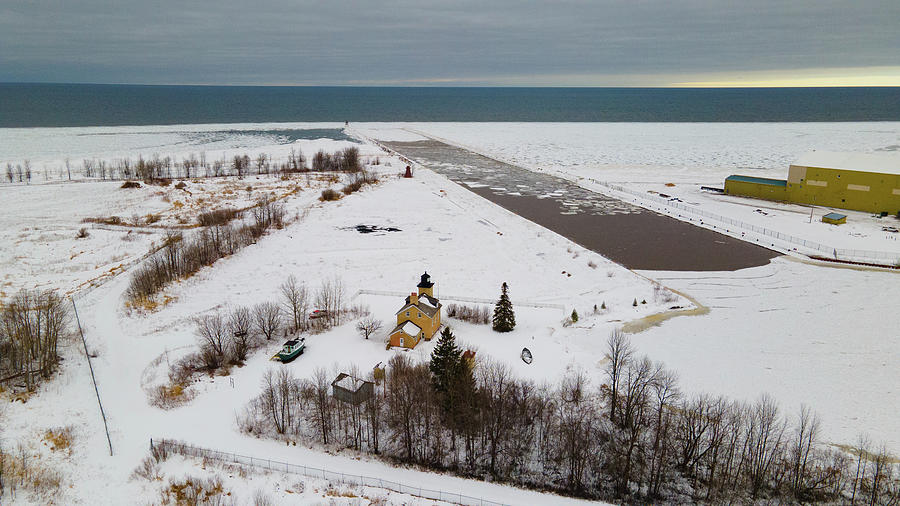 Ontonagon Michigan Lighthouse along Lake Superior in winter #8 Photograph by Eldon McGraw