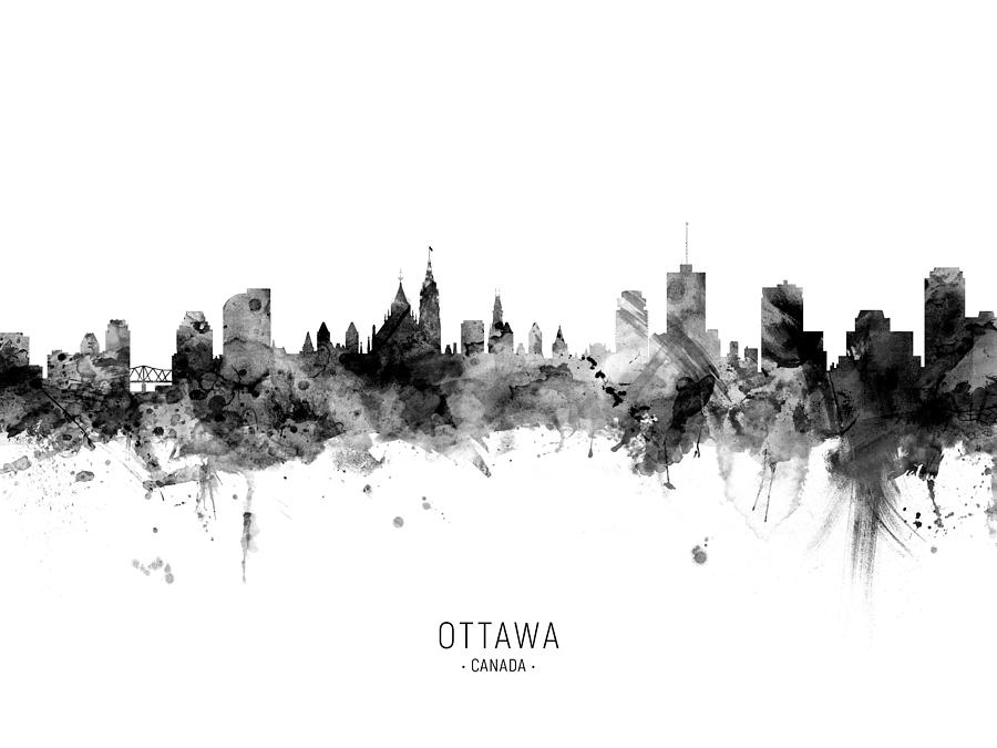 Skyline Digital Art - Ottawa Canada Skyline #8 by Michael Tompsett