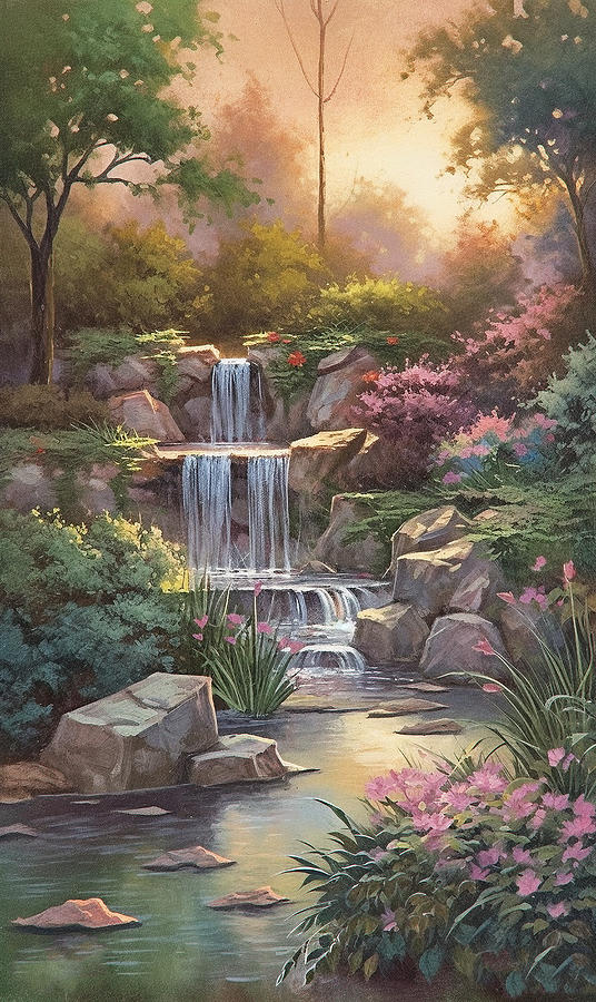 Peaceful Garden Prints 8 Digital Art by SampadArt Gallery Fine Art