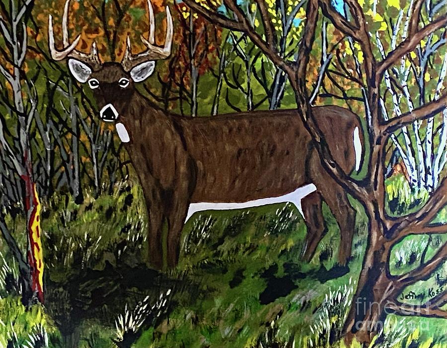 8 Point Whitetail Buck Painting Painting by Jeffrey Koss