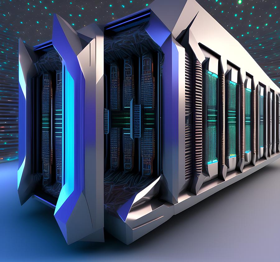 Quantum Super Computer, Generative AI Illustration Digital Art by