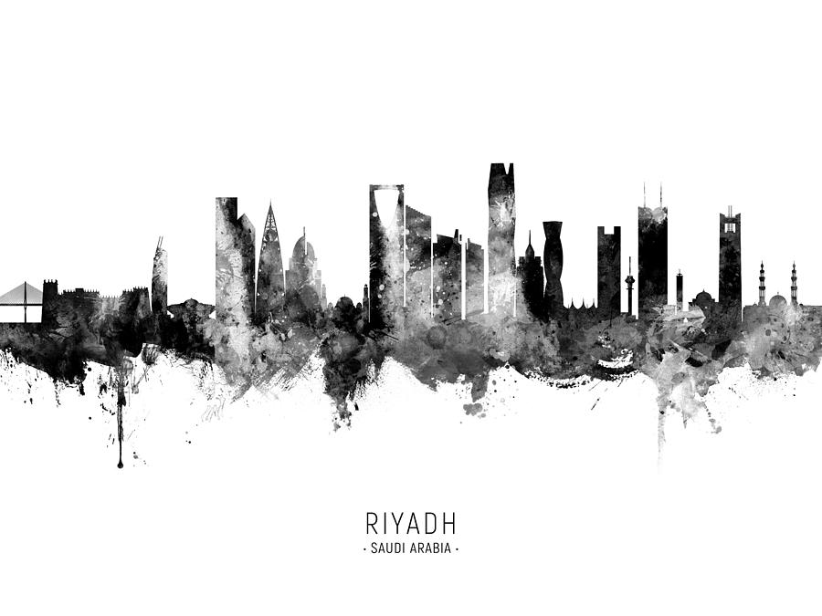 Skyline Digital Art - Riyadh Saudi Arabia Skyline #8 by Michael Tompsett
