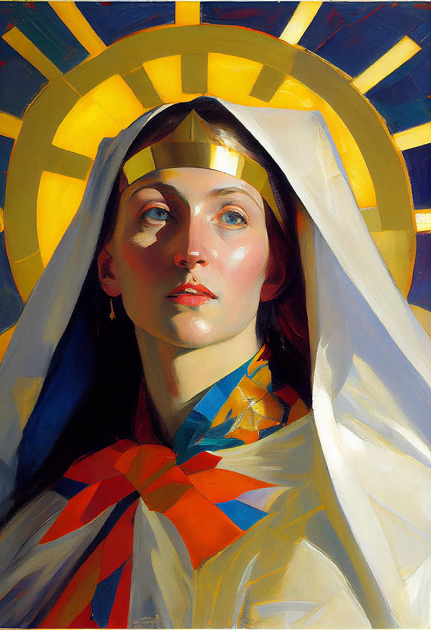 Madonna Mixed Media - Saint Maria Mary Virgin #8 by SampadArt Gallery