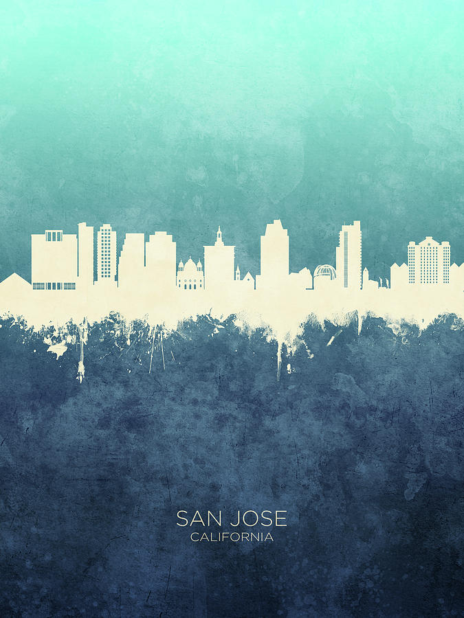 San Jose California Skyline #8 Digital Art by Michael Tompsett