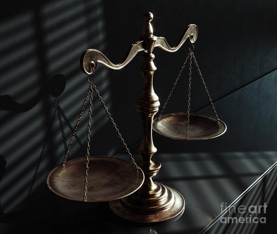 Scale Digital Art - Scales Of Justice And Shadows #8 by Allan Swart