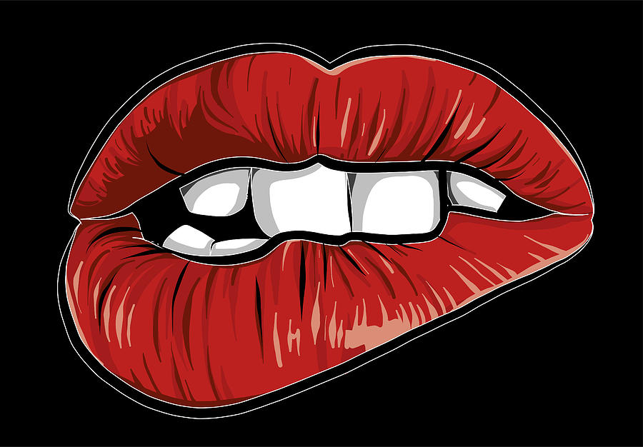 Sexy Red Lips Watercolor ClipArt Graphic by Turtle Rabbit