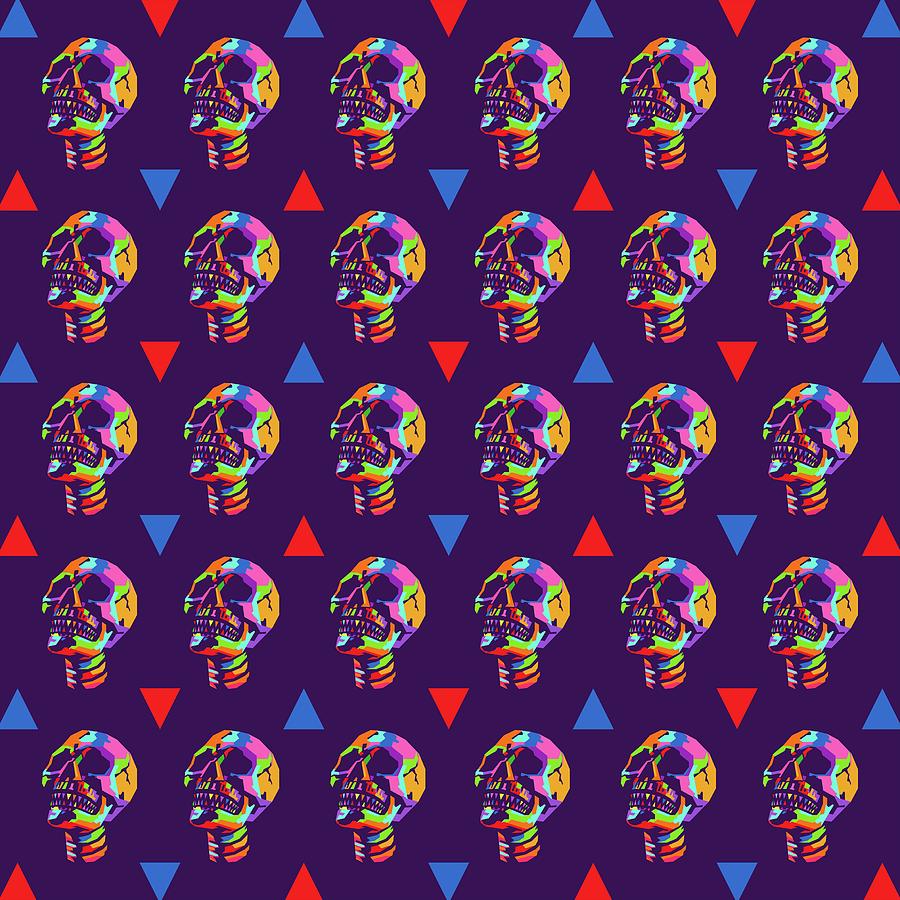 Skull Pattern Wpap Style Purple Background Digital Art