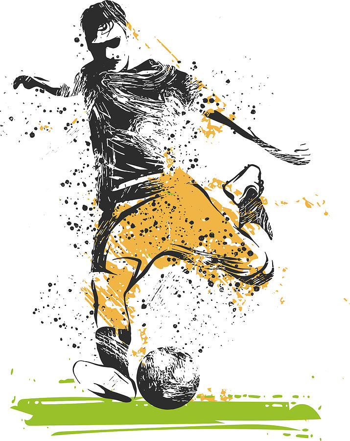 Soccer Player Kicking Ball Illustration Of Sport Digital Art By Dean Zangirolami