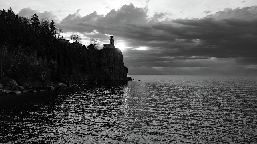 Split Rock Lighthouse in Minnesota along Lake Superior in black and white #8 Photograph by Eldon McGraw