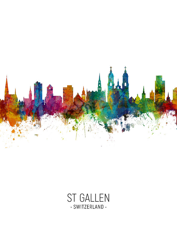 St Gallen Switzerland Skyline #8 Digital Art by Michael Tompsett