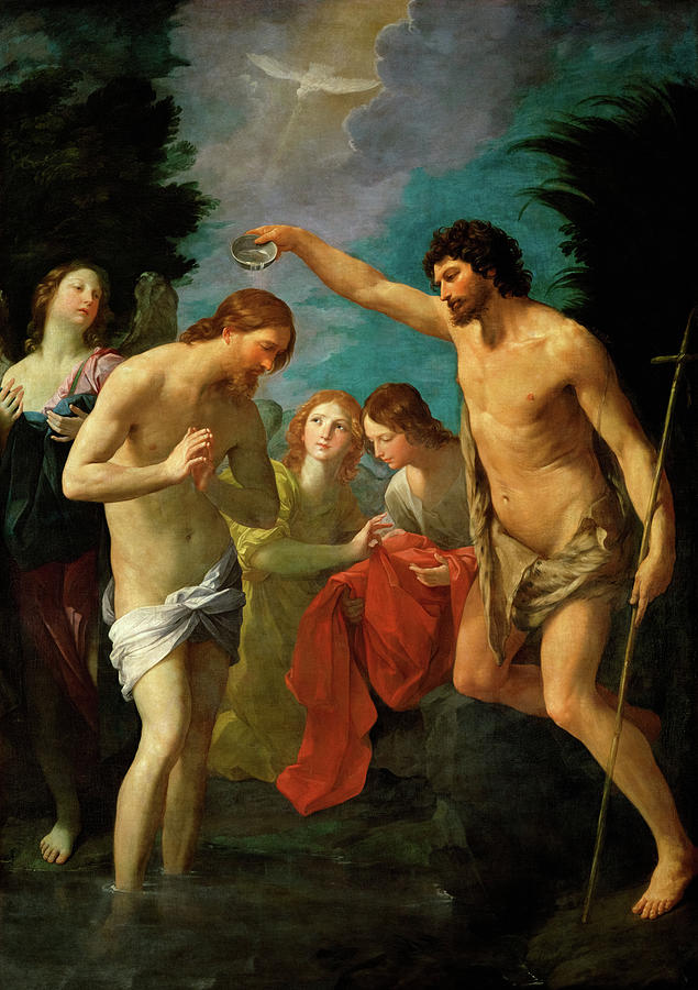 Christ Painting - The Baptism of Christ #3 by Guido Reni