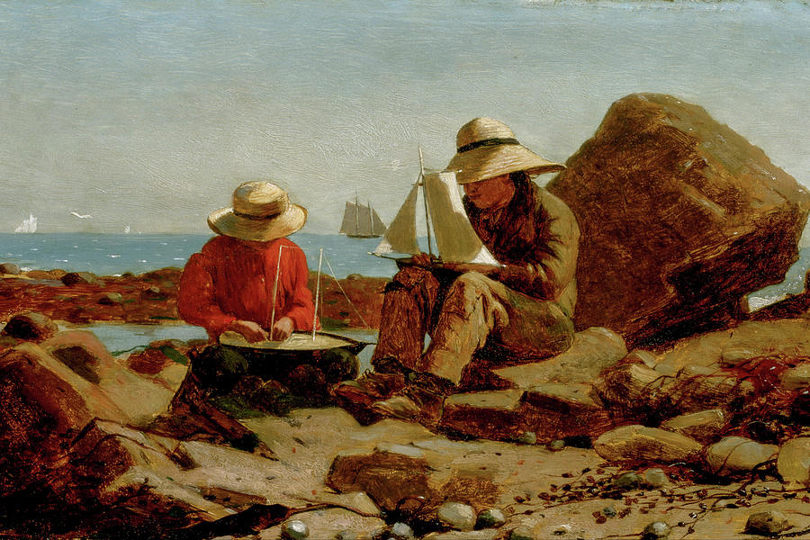 Beach Painting - The Boat Builders #8 by Winslow Homer
