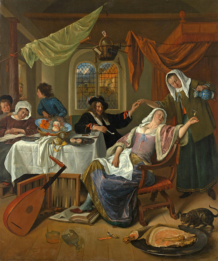 The Dissolute Household #8 Painting by Jan Steen