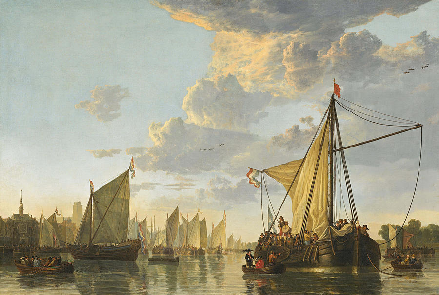 Aelbert Cuyp Painting - The Maas at Dordrecht #8 by Aelbert Cuyp